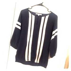 Loft Cute Dark Blue Dressy Top 3/4 sleeve